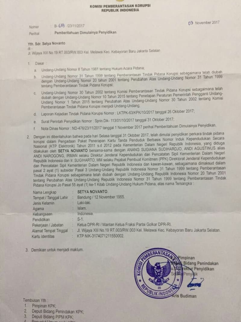 Ketua Umum Partai Golkar Setya Novanto Kembali Bakal Jadi Tersangka