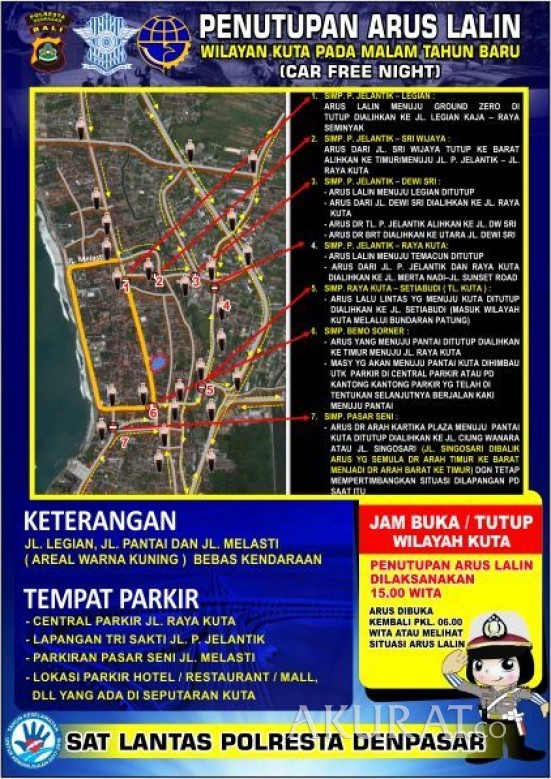 Jalan Sepanjang Kuta Bali Ditutup Sementara