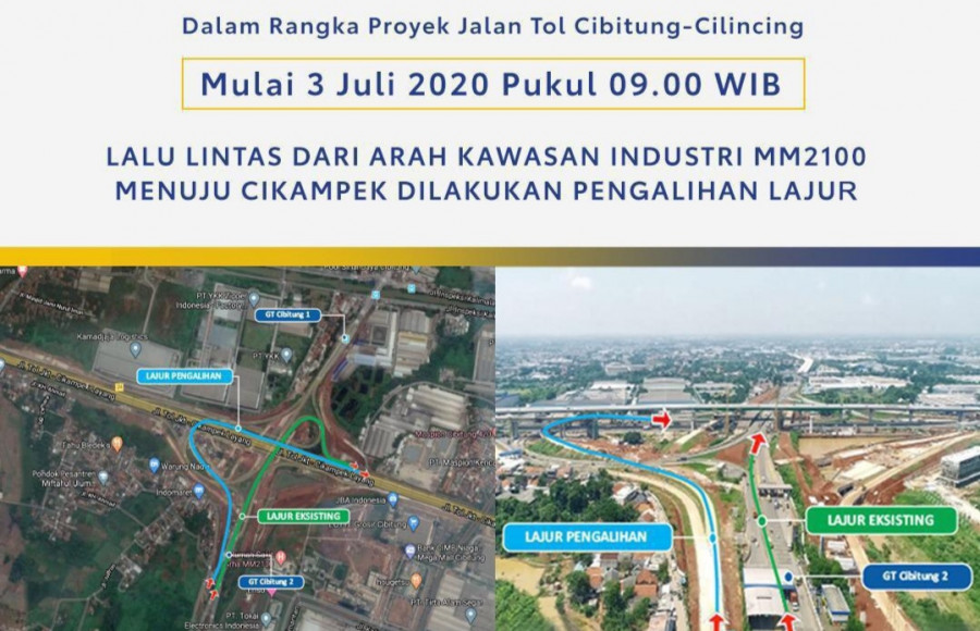 Ingat, Hari ini Lalu Lintas di Sekitar Simpang Susun Cibitung Kembali Dilakukan Pengalihan