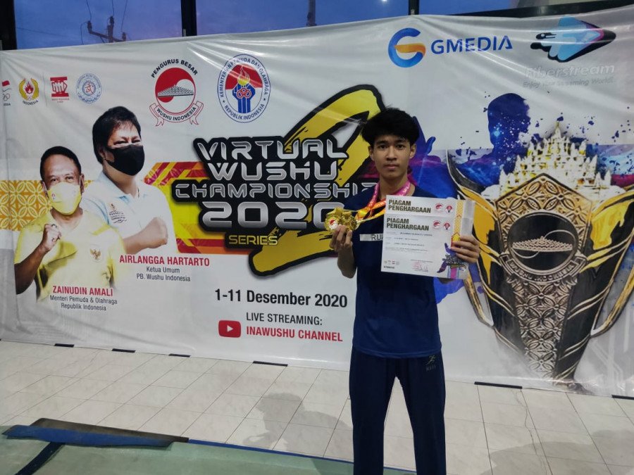 M.Raihan Raih Medali Emas di Even Virtual Wushu Championship 2020
