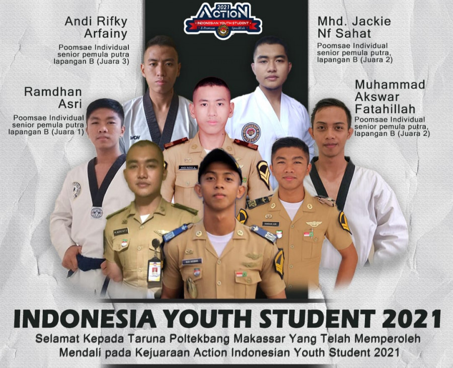 Taruna Poltekbang Makassar Raih Prestasi di Kejuaraan Taekwondo ACTION INDONESIAN YOUTH STUDENT 2021