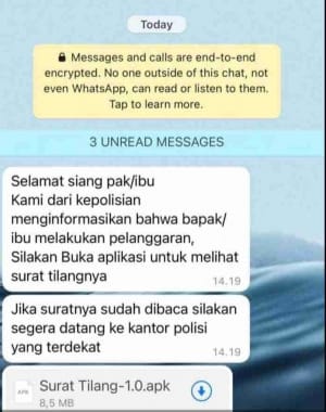 Awas....Penipuan Gaya Baru, Kirim Surat Tilang Format Aplikasi,Polisi