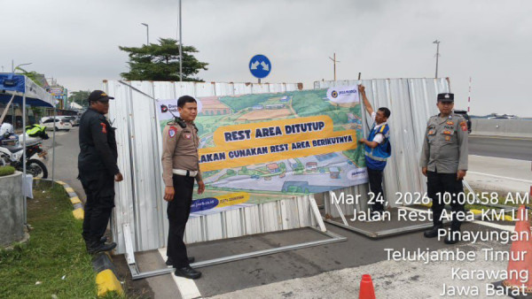 KM 70 - 47 Arah Jakarta Tol Jakarta -Cikampek  Diberlakukan Contraflow, Rest Area Ikut Ditutup