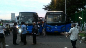 Kemenhub Pulangkan Pengunjuk Rasa Dengan 50 Bus Gratis