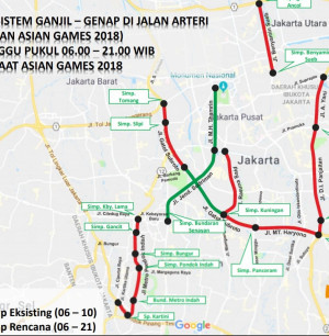 Persiapan Asian Games, Ujicoba Ganjil Genap di DKI Mulai Berlangsung  2 - 31 Juli 2018