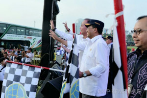 Ribuan Bus Berisi Peserta Mudik  Gratis  Diberangkatkan 