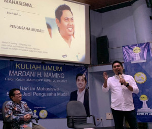 Cektum HIPMI,Mardani H. Maming Bangun Semangat Mahasiswa UI Jadi Pengusaha Muda 