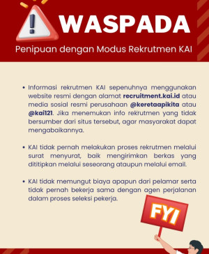 Awas Penipuan Berkedok Rekrutmen PT Kereta Api Indonesia