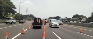 Upayakan Kelancaran Lalu Lintas, Akses Contraflow KM 47 dibuka